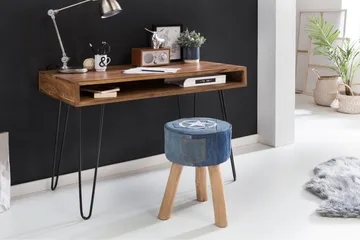 Langner Skrivbord 110 cm med Förvaring Hylla - Massivt Trä/Svart - Möbler - Hemmakontor - Skrivbord