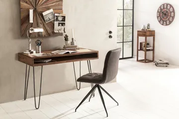 Langner Skrivbord 110 cm med Förvaring Hylla - Massivt Trä/Svart - Möbler - Hemmakontor - Skrivbord