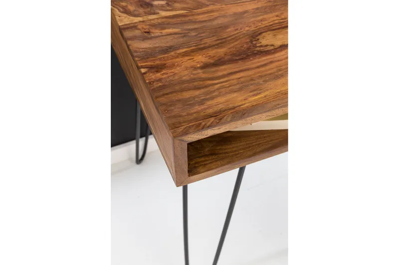 Langner Skrivbord 110 cm med Förvaring Hylla - Massivt Trä/Svart - Möbler - Hemmakontor - Skrivbord