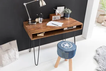 Langner Skrivbord 110 cm med Förvaring Hylla - Massivt Trä/Svart - Möbler - Hemmakontor - Skrivbord