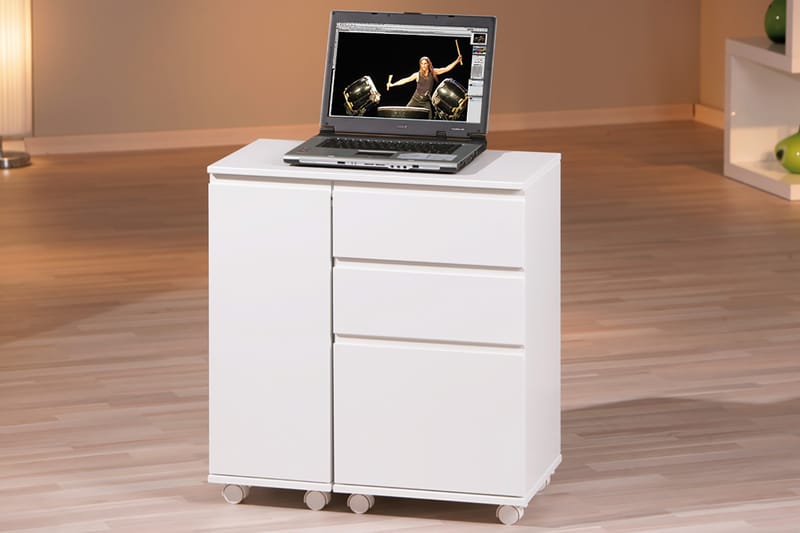 LAPTOP Datorbord 121 cm på Hjul Vit - Möbler - Hemmakontor - Skrivbord