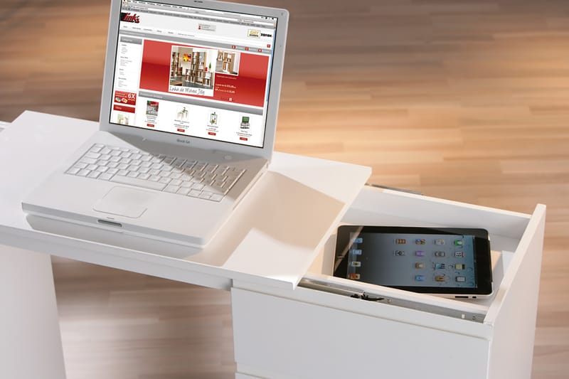 LAPTOP Datorbord 121 cm på Hjul Vit - Möbler - Hemmakontor - Skrivbord