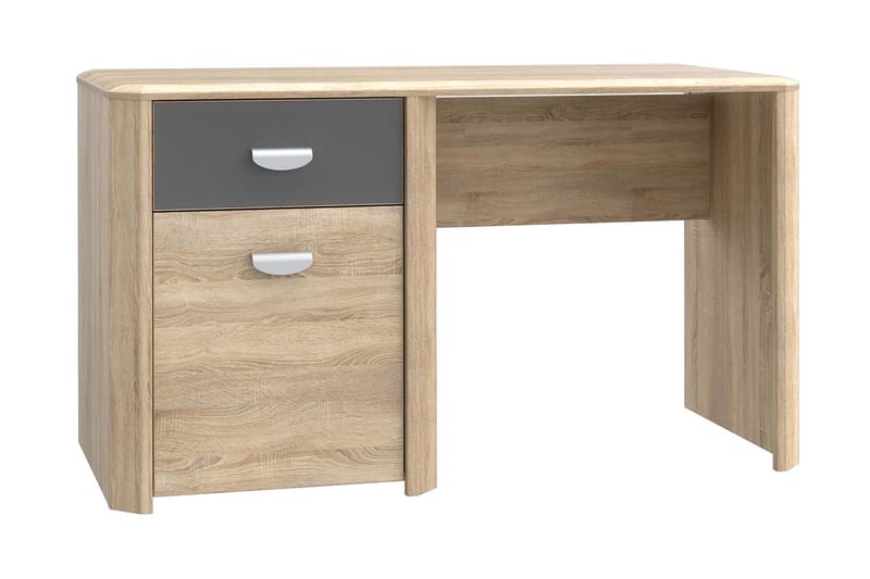 LARICA Skrivbord 130 cm med Förvaring Låda + Skåp Brun - Möbler - Hemmakontor - Skrivbord
