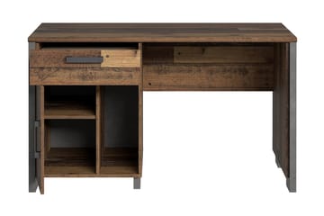 Lazarius Skrivbord 155 cm med Förvaring Skåp + Låda + Hylla - Brun/Grå - Möbler - Hemmakontor - Skrivbord