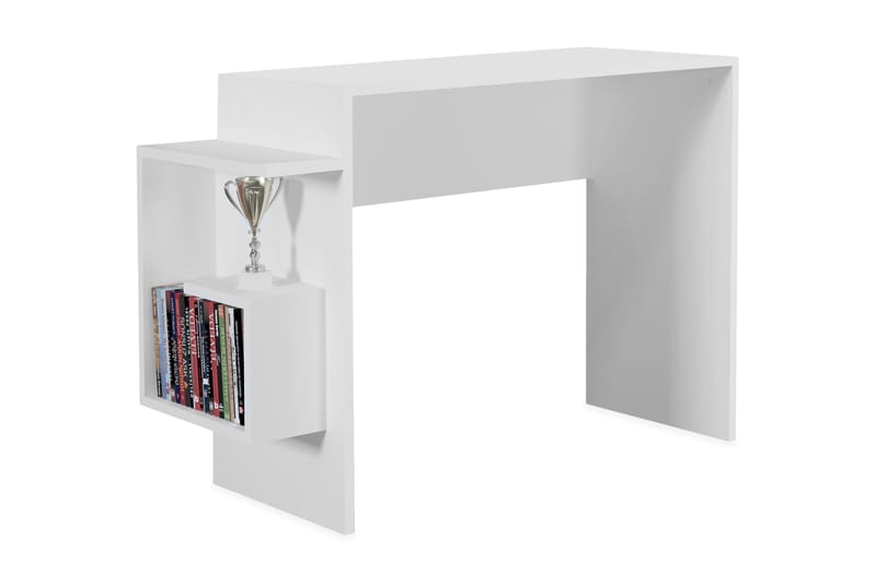 LERBELY Skrivbord 104 cm med Förvaring Sidohylla Vit - Bord - Skrivbord