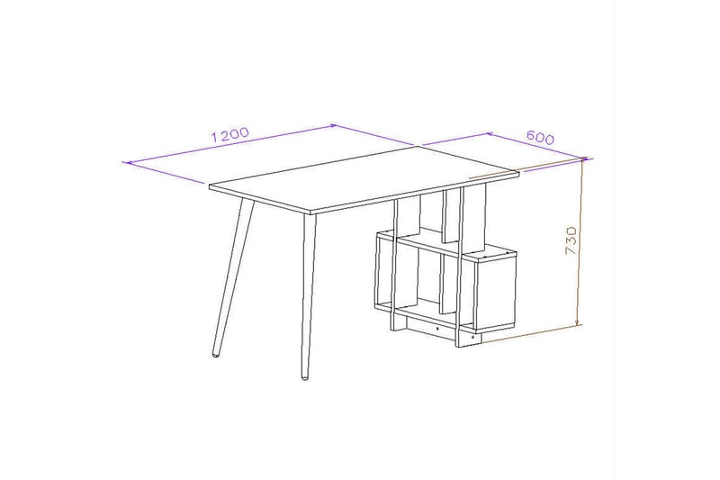 LOGGY SIDE Skrivbord 120 cm med Förvaring Hyllor Natur/Vit - Skrivbord - Bord