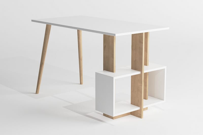 LOGGY SIDE Skrivbord 120 cm med Förvaring Hyllor Natur/Vit - Skrivbord - Bord