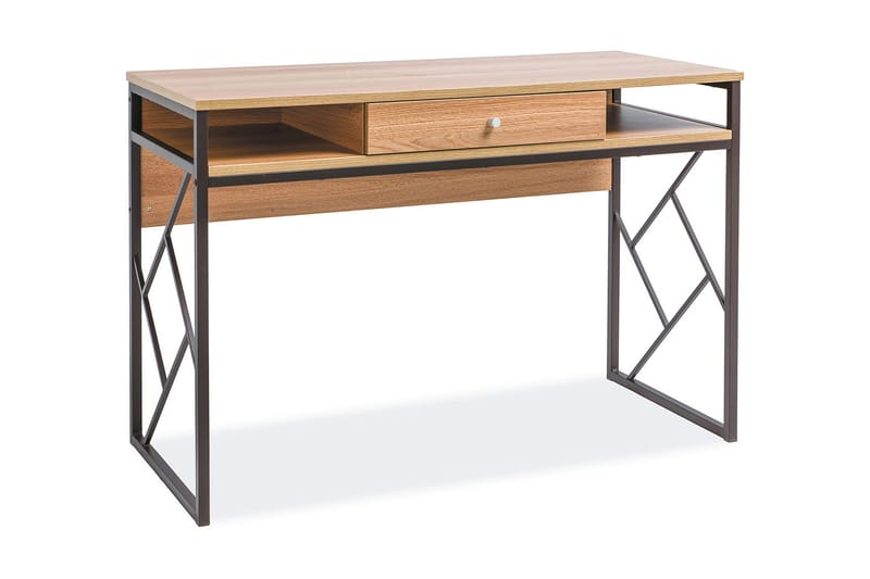 LUYANDO Skrivbord 110 cm med Förvaring Låda + Hyllor Natur/S - Skrivbord - Bord