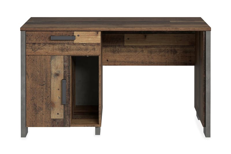 LYAM Skrivbord 155 cm med Förvaring Skåp + Låda + Hylla Brun - Skrivbord - Bord