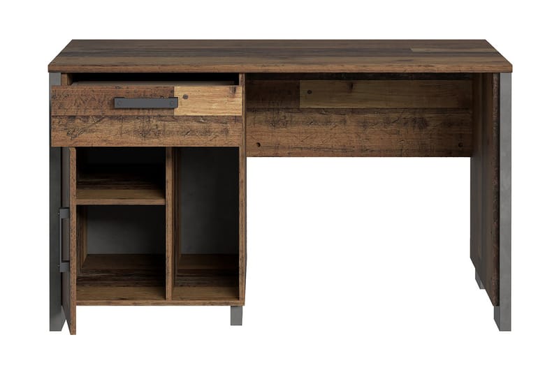LYAM Skrivbord 155 cm med Förvaring Skåp + Låda + Hylla Brun - Skrivbord - Bord