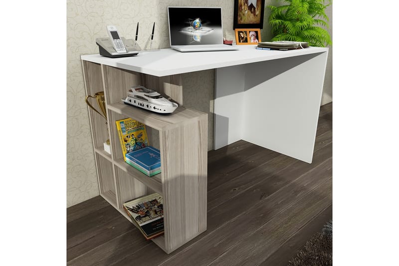MACKENZIE Skrivbord 120 cm med Förvaring Hyllor Vit - Vit - Skrivbord - Bord