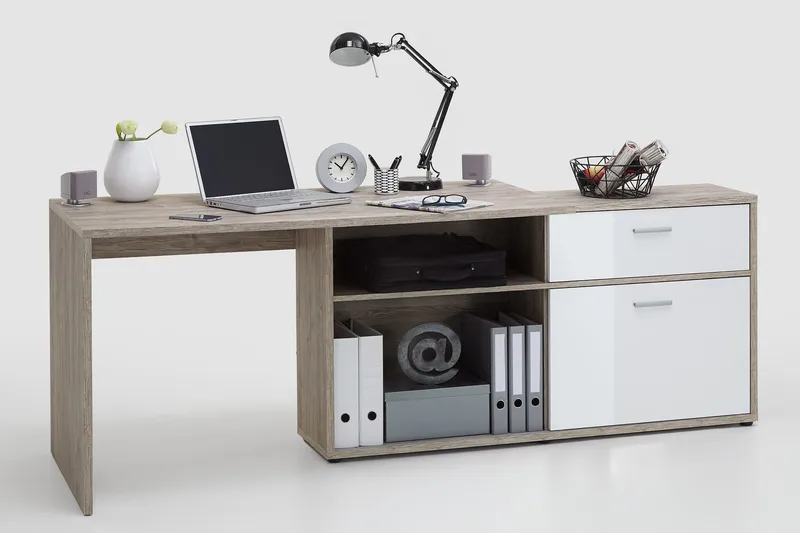 Mamoru Hörnskrivbord Sandek/Vit - Beige|Vit - Möbler - Hemmakontor - Skrivbord