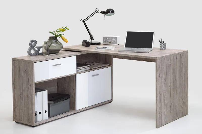 Mamoru Hörnskrivbord Sandek/Vit - Beige|Vit - Möbler - Hemmakontor - Skrivbord