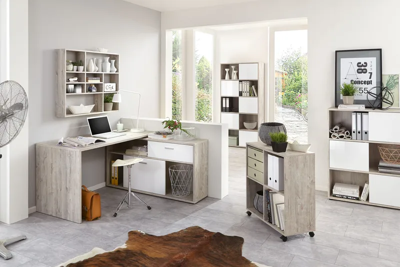 Mamoru Hörnskrivbord Sandek/Vit - Beige|Vit - Möbler - Hemmakontor - Skrivbord