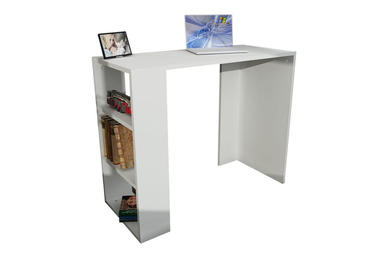 MARJORIE Skrivbord 90 cm med Förvaring Hylla Vit - Vit - Bord - Skrivbord