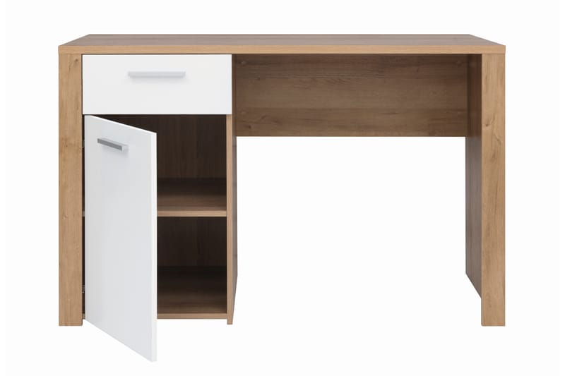 MAZKO Skrivbord 120 cm med Förvaring Låsa + Skåp Ek/Vit - Skrivbord - Bord