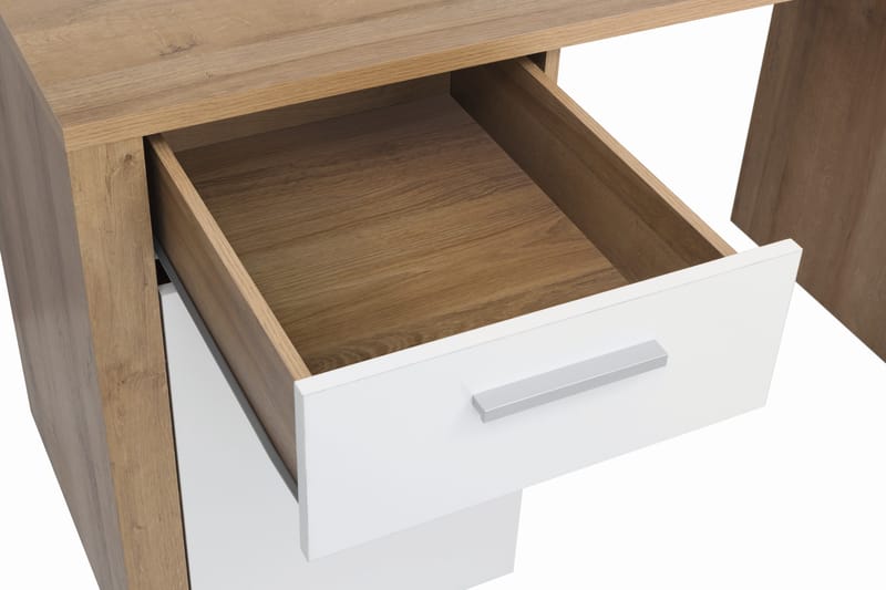 MAZKO Skrivbord 120 cm med Förvaring Låsa + Skåp Ek/Vit - Skrivbord - Bord