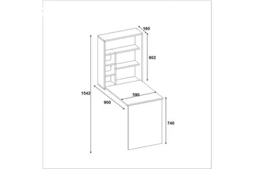 Mcmillan Väggskrivbord 90 cm med Förvaring Hyllor - Vit - Möbler - Hemmakontor - Skrivbord