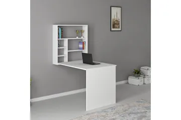 Mcmillan Väggskrivbord 90 cm med Förvaring Hyllor - Vit - Möbler - Hemmakontor - Skrivbord