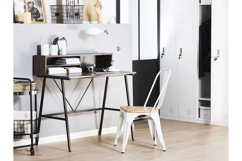 Mekesha Skrivbord 100 cm med Förvaring Hyllor - Mörkbrun - Möbler - Hemmakontor - Skrivbord