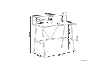 Mekesha Skrivbord 100 cm med Förvaring Hyllor - Mörkbrun - Möbler - Hemmakontor - Skrivbord