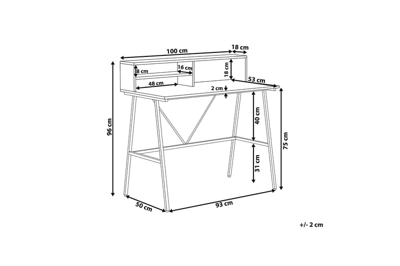 Mekesha Skrivbord 100 cm med Förvaring Hyllor - Mörkbrun - Möbler - Hemmakontor - Skrivbord