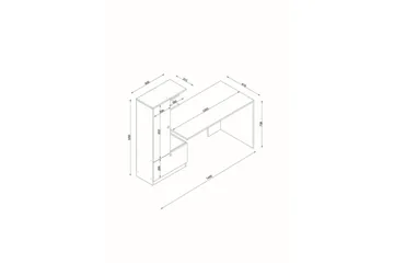 Merinoz Skrivbord 120 cm med Förvaring Hyllor + Låda + Skåp - Vit/Valnötsbrun - Möbler - Hemmakontor - Skrivbord