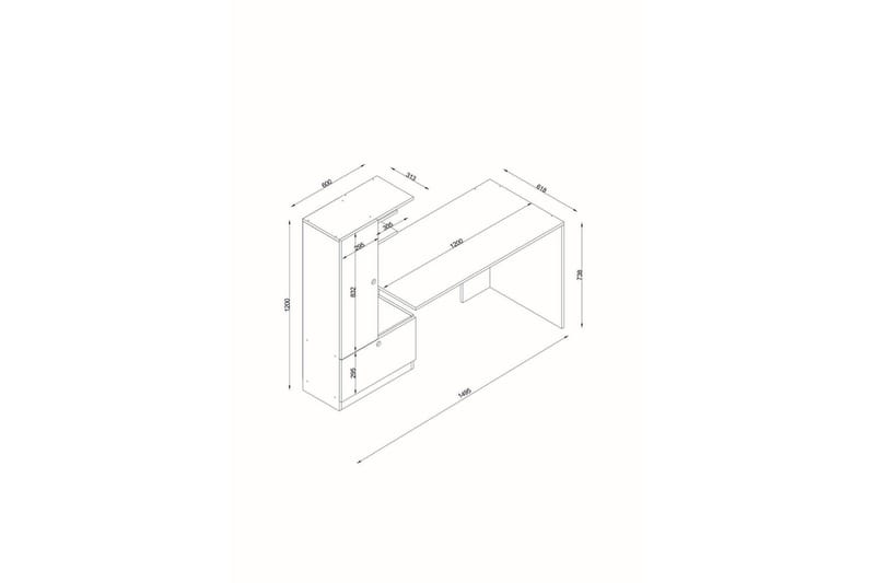 Merinoz Skrivbord 120 cm med Förvaring Hyllor + Låda + Skåp - Vit/Valnötsbrun - Möbler - Hemmakontor - Skrivbord