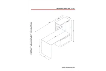 Merinoz Skrivbord 150 cm med Förvaring Hyllor + Låda + Skåp - Vit/Valnötsbrun - Möbler - Hemmakontor - Skrivbord