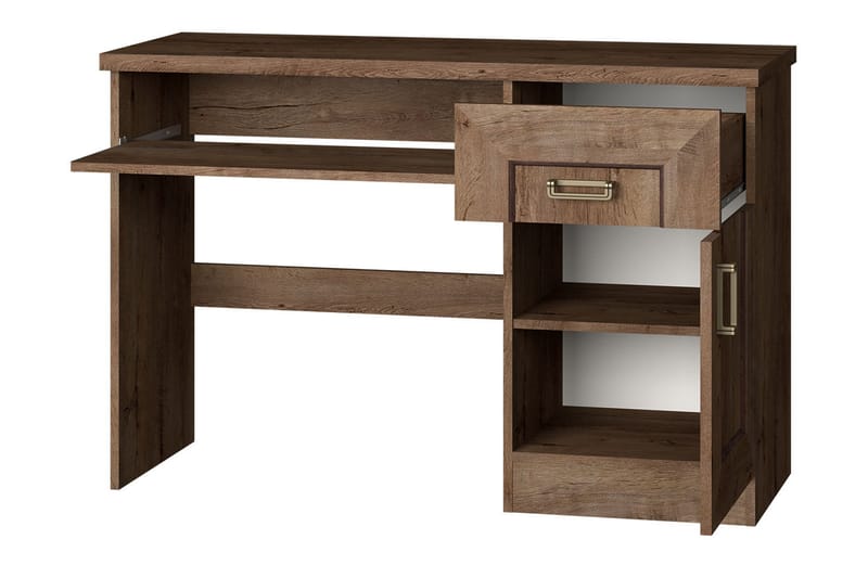 MIASTO Skrivbord 118 cm med Förvaring Lådor+Hylla+Skåp Mörkb - Brun - Skrivbord - Bord