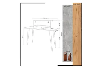 Mod Design Skrivbord 120 cm med Förvaring Hylla+Lucka Läderb - Trä/Vit - Möbler - Hemmakontor - Skrivbord