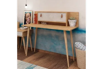Mod Design Skrivbord 120 cm med Förvaring Hylla+Lucka Läderb - Trä/Vit - Möbler - Hemmakontor - Skrivbord