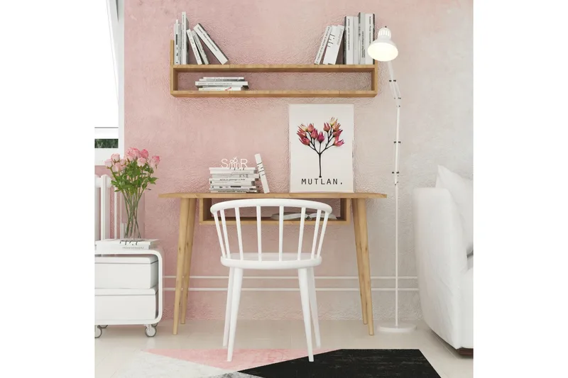 Mod Design Skrivbord 120 cm med Förvaring Vägghylla, Trä