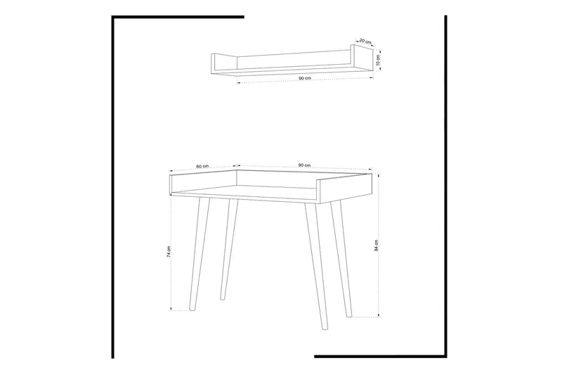 Mod Design Skrivbord 90 cm med Förvaring Vägghylla - Trä - Möbler - Hemmakontor - Skrivbord