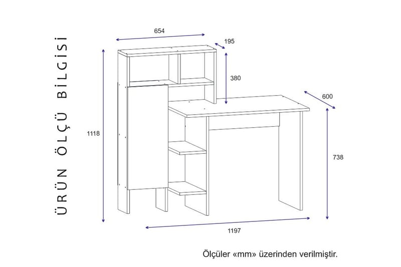 MONXTON Skrivbord 120 cm med Förvaring Hylla Ekfärg - Möbler - Hemmakontor - Skrivbord