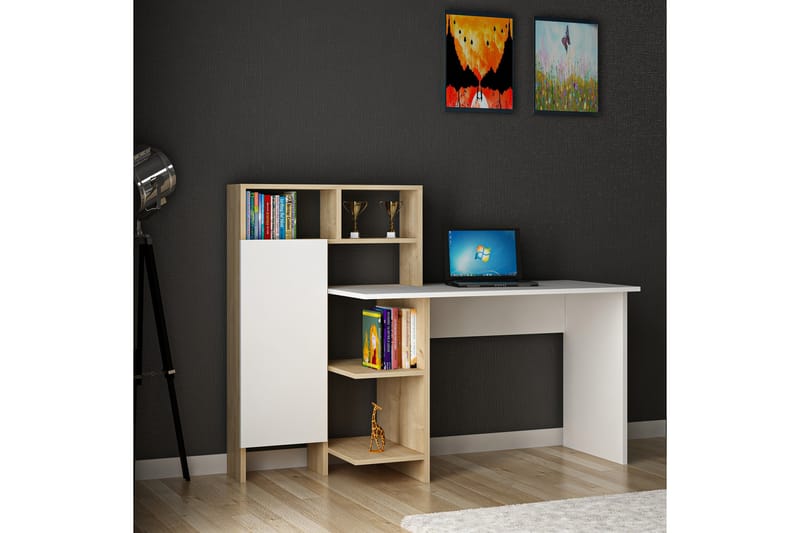 MONXTON Skrivbord 120 cm med Förvaring Hylla Ekfärg - Möbler - Hemmakontor - Skrivbord