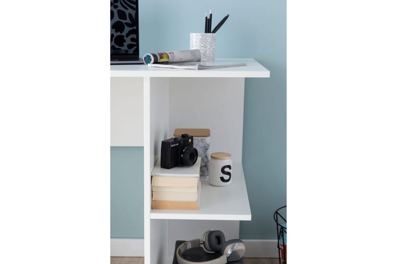 MORAL Skrivbord 82 cm med Förvaring Hyllor Vit - Skrivbord - Bord