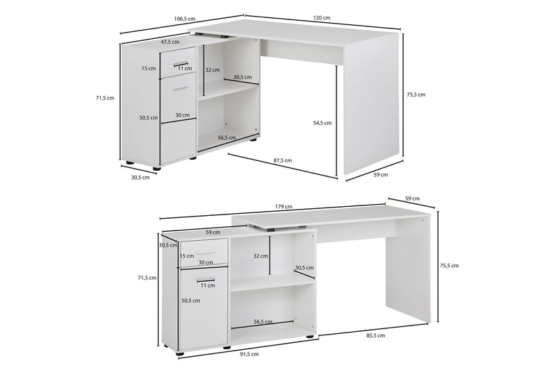 MOUZ Skrivbord 120 cm Vit - Möbler - Hemmakontor - Skrivbord