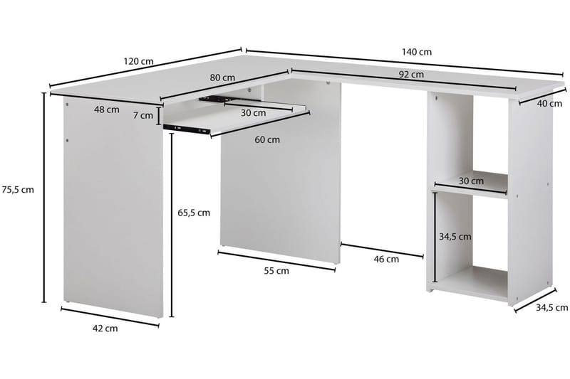 MOUZ Skrivbord 140 cm Vit - Möbler - Hemmakontor - Skrivbord