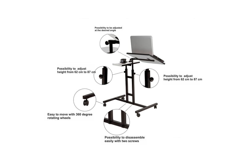 NAEEM Ståskrivbord 67 cm Katt Svart - Svart/Vit - Skrivbord - Bord