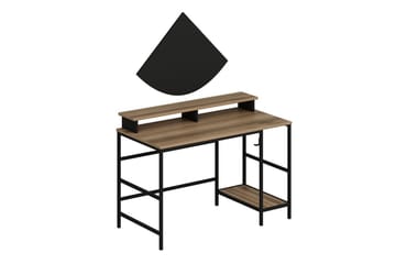 Nafe Skrivbord 120 cm med Hyllor i Trä med Metallstativ - Brun - Möbler - Hemmakontor - Skrivbord