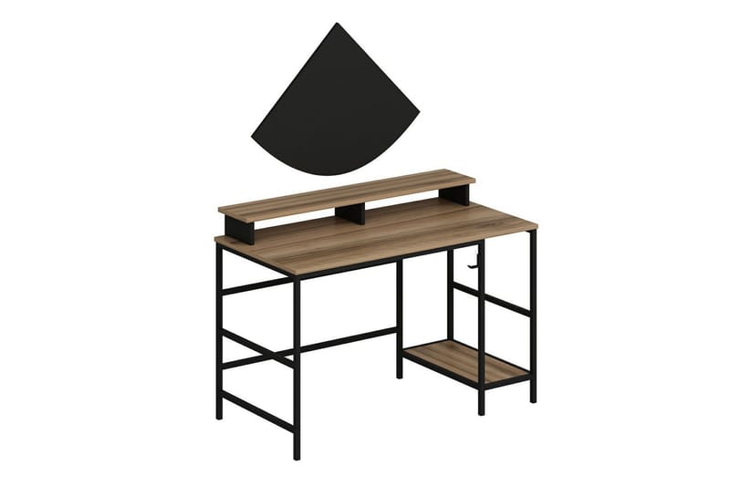 Nafe Skrivbord 120 cm med Hyllor i Trä med Metallstativ - Brun - Möbler - Hemmakontor - Skrivbord