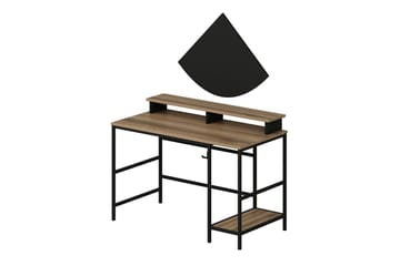 Nafe Skrivbord 120 cm med Hyllor i Trä med Metallstativ - Brun - Möbler - Hemmakontor - Skrivbord