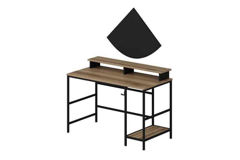 Nafe Skrivbord 120 cm med Hyllor i Trä med Metallstativ - Brun - Möbler - Hemmakontor - Skrivbord