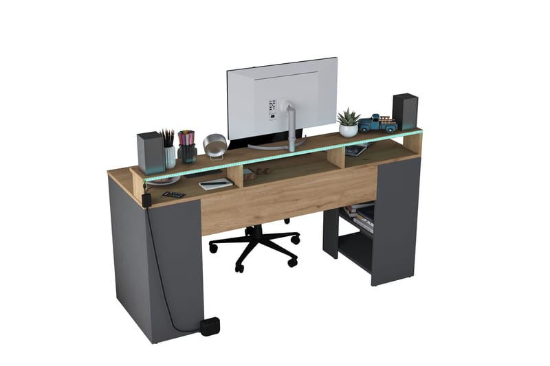 Nanak Skrivbord 160 cm - Valnöt/Antracit - Möbler - Hemmakontor - Skrivbord