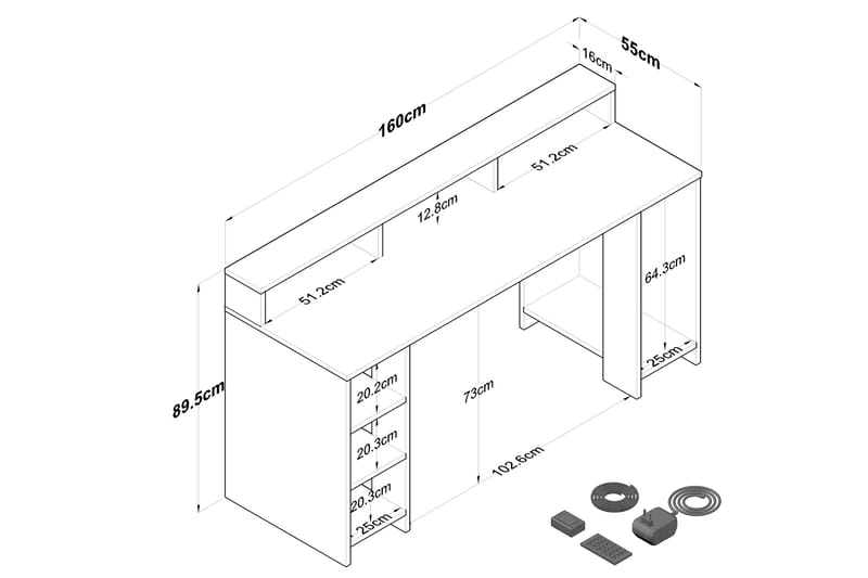 Nanak Skrivbord 160 cm Valnöt/Antracit - Möbler - Hemmakontor - Skrivbord