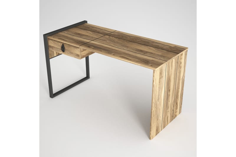 NELINE Skrivbord 124 cm med Förvaring Låda Valnötsbrun - Valnöt - Skrivbord - Bord