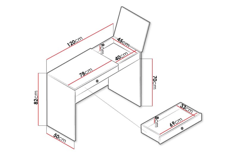 Nero Skrivbord 120 cm - Natur/Vit/Grå - Möbler - Hemmakontor - Skrivbord