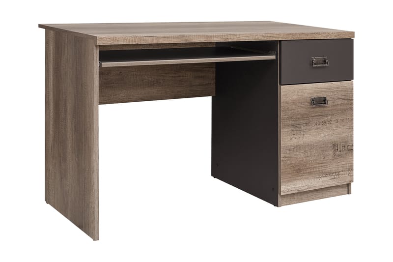 NOKOMIS Skrivbord 120 cm med Förvaring Låda + Skåp Ekfärg/Gr - Trä/natur - Skrivbord - Bord