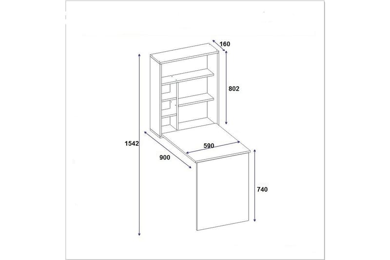 NOVISKI Väggskrivbord 90 cm med Förvaring Hyllor Vit - Skrivbord - Bord